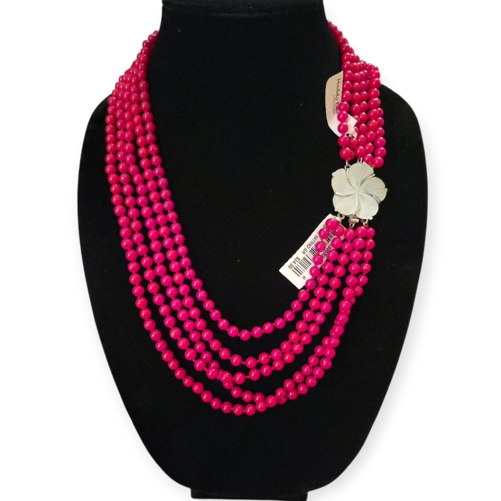 5 Strand Coral Beaded Necklace